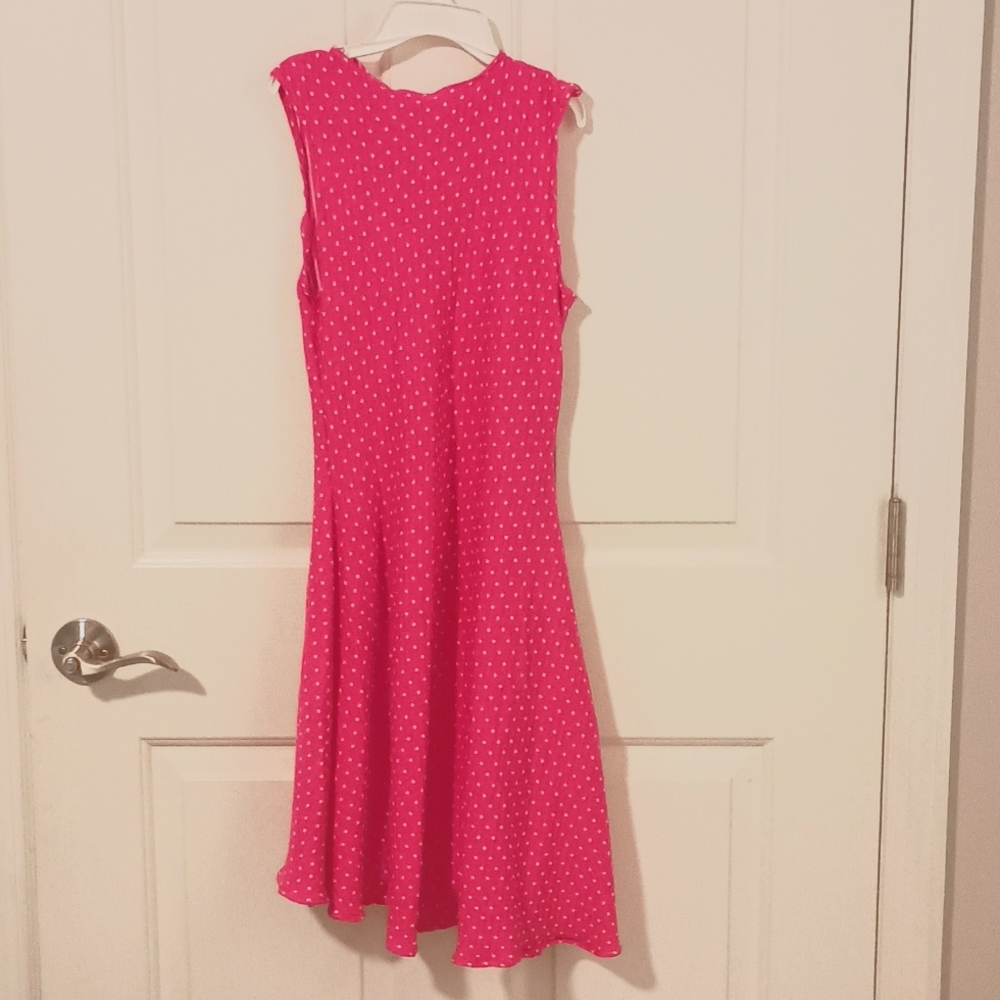 Hand-Made Pink and White Polka-dotted Cotton Dress